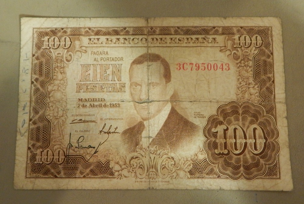 1953 Spain 100 Pesetas Note