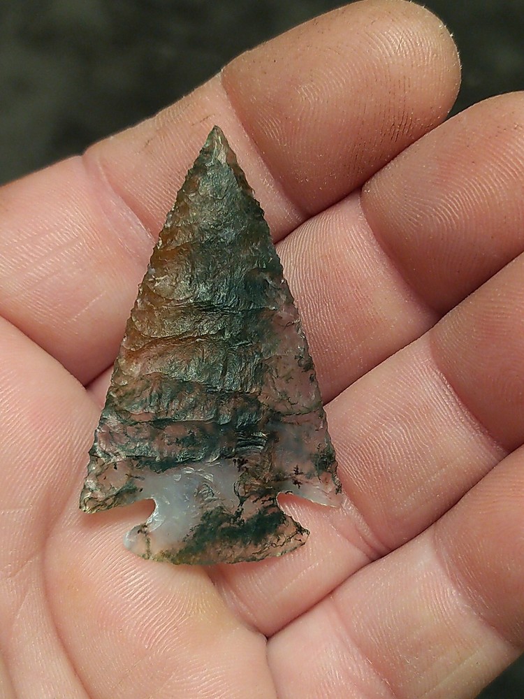 Corner Notch Moss Agate 2 1/8" x 1 1/4"