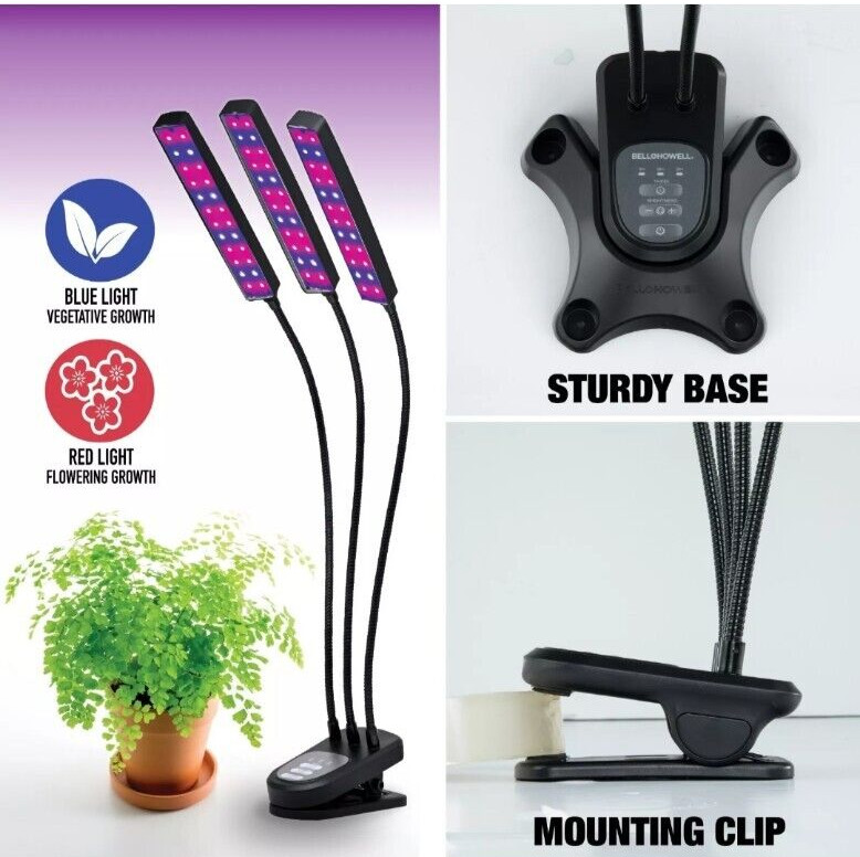 Bell + Howell Bionic LED Flexible Indoor Grow Light with 3 Adjustable Light Head