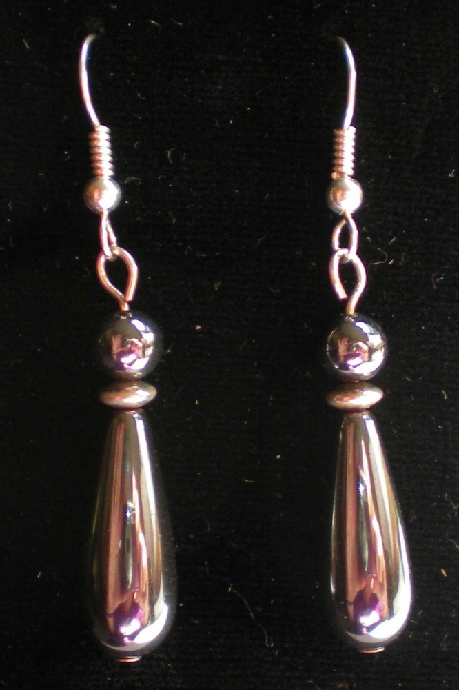 Hematite Bead Earrings - Sterling Silver e114