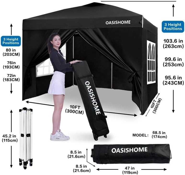 Pop-up Gazebo Black 10x10StW