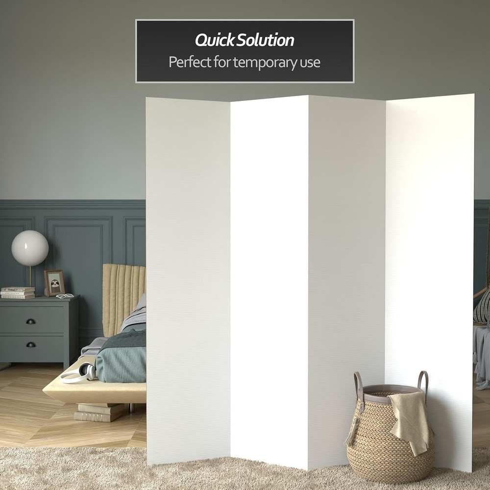 6 ft. Tall White Temporary Cardboard Folding Screen 4 Panel