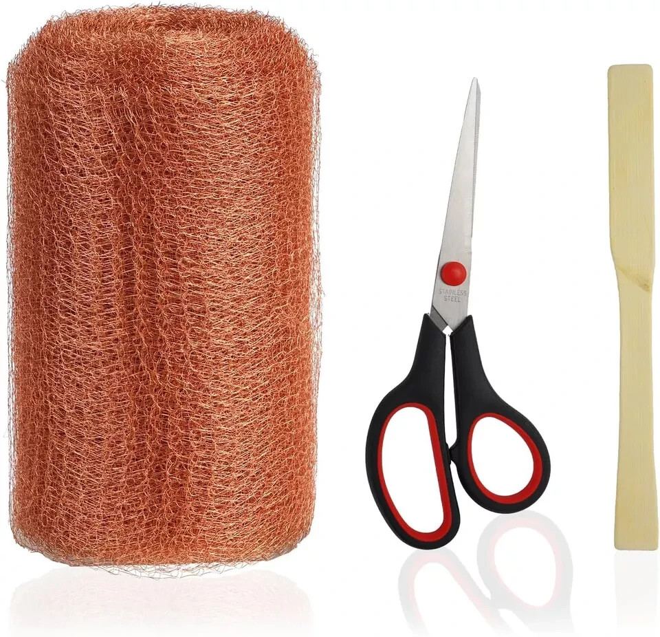 Copper Mesh Rodent Control, Rustproof Copper Mesh Roll with Scissors & Packing