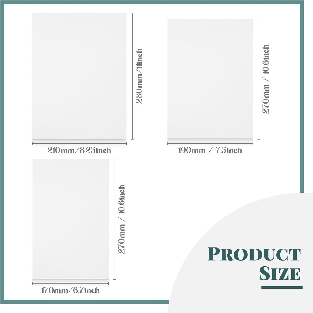 Smooth White Comic Book Boards for Fabric Folding - 100 Pieces in Various Sizes