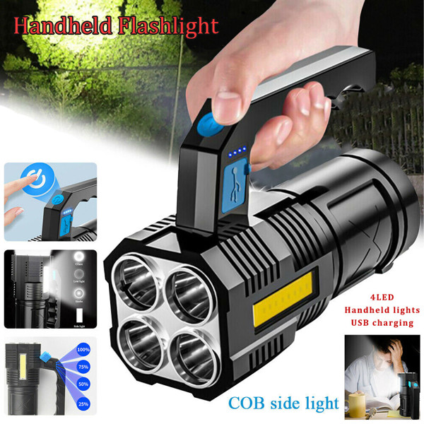 USB Rechargeable Handheld LED Flashlight Outdoor Spotlight Searchlight Work Ligh