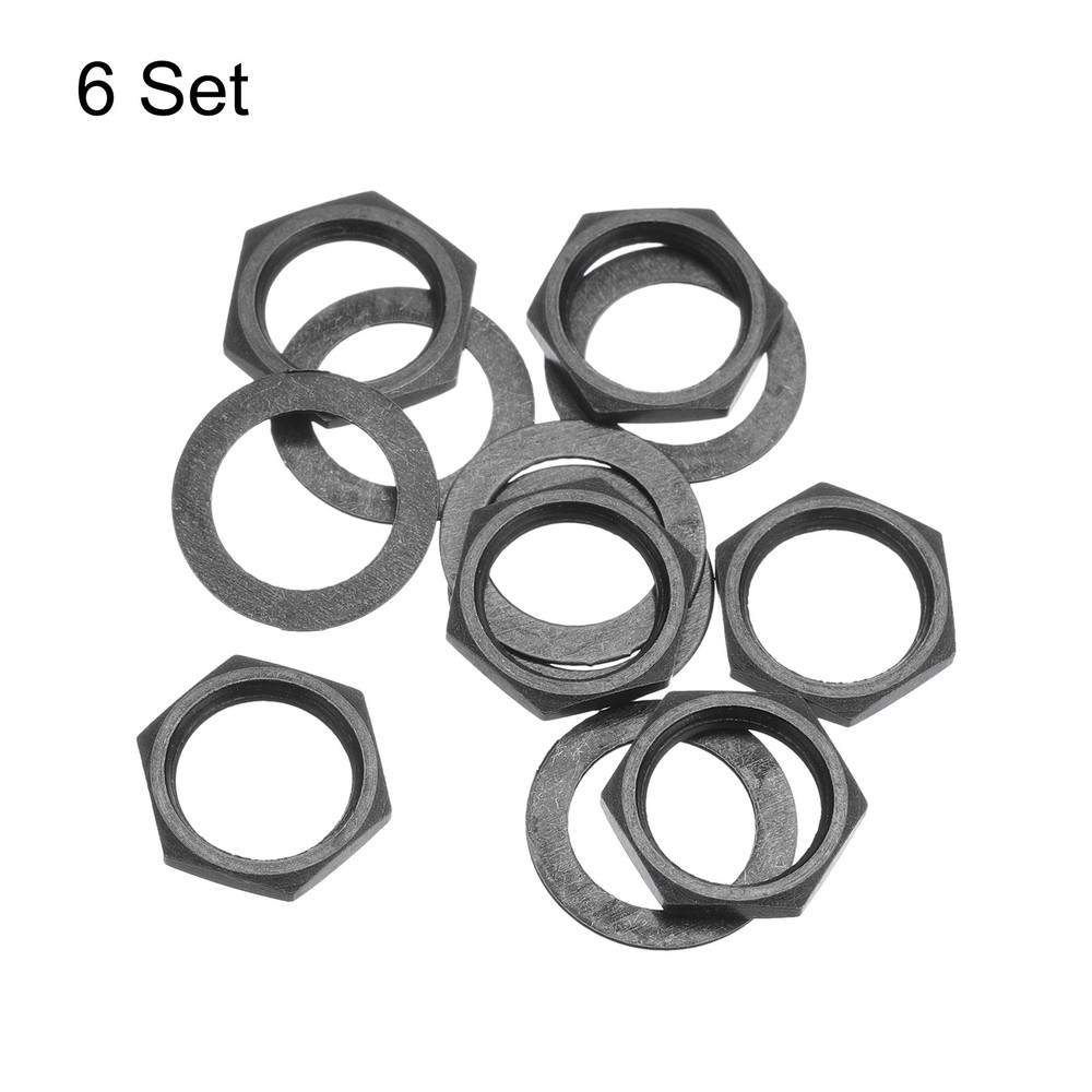 6Sets Guitar Nuts and Washers 3/8" Guitar Input Output Jack Socket Grey Black