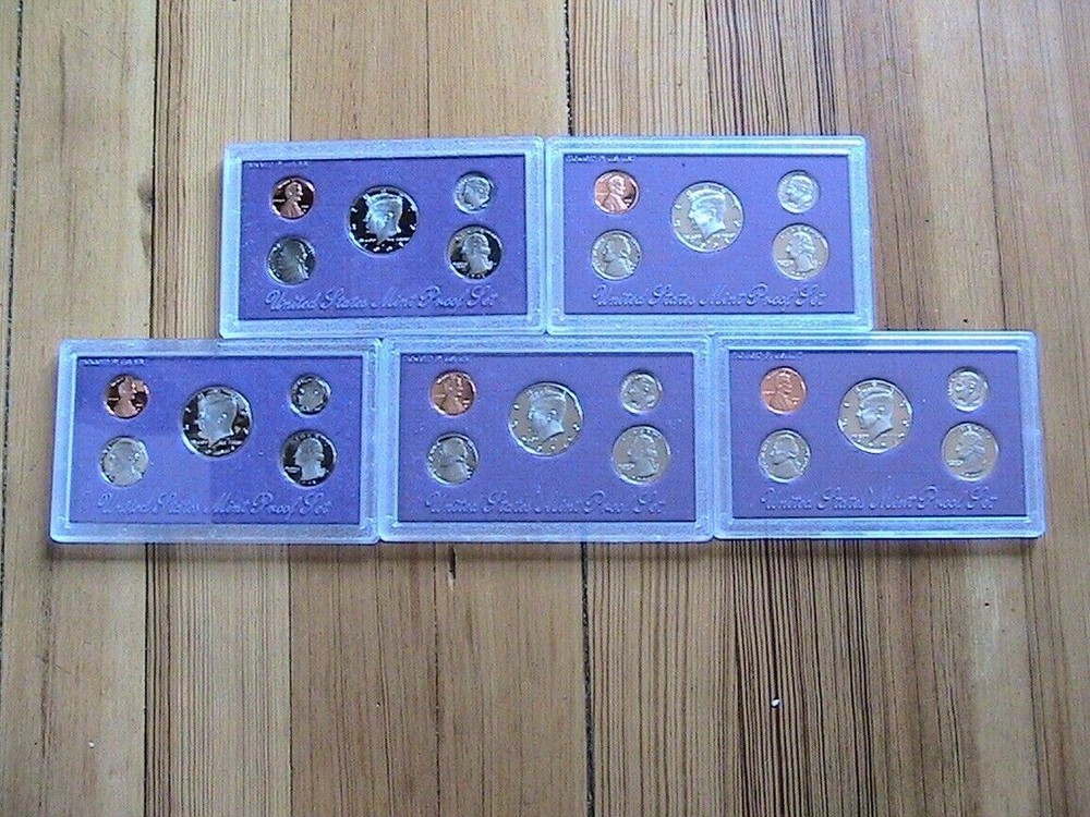 1991 PROOF SETS WITH THE ORIGINAL SHIPPING BOX 5 SETS
