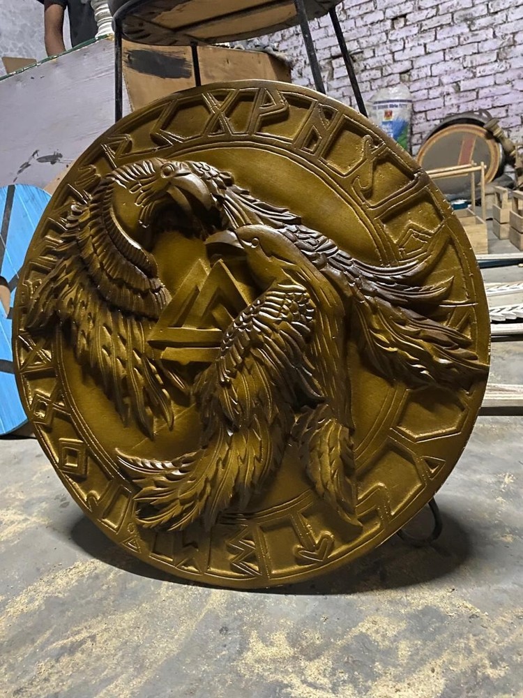 Medieval Viking Battle Dragon Round Shield Handmade Halloween Shield
