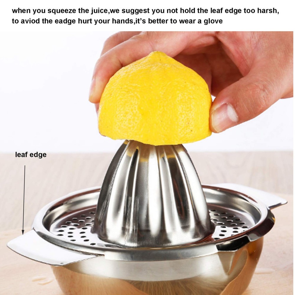 Stainless Steel Squeezer Citrus Juicer Handheld with Bowl Storage Container