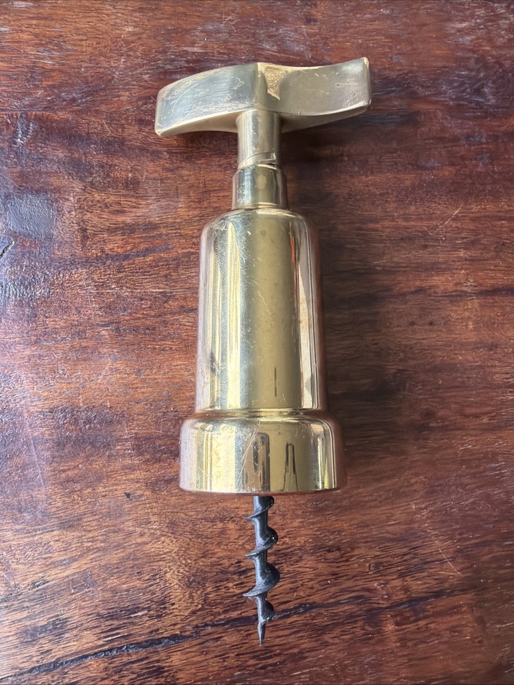 Mid Century Italian Solid Brass Closed Barrel Corkscrew