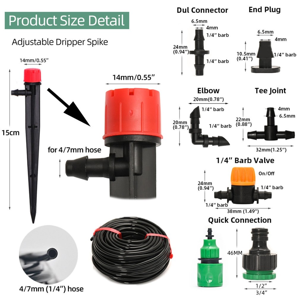 5m Drip Irrigation System Kit DIY Saving Water Automatic Watering Misting System