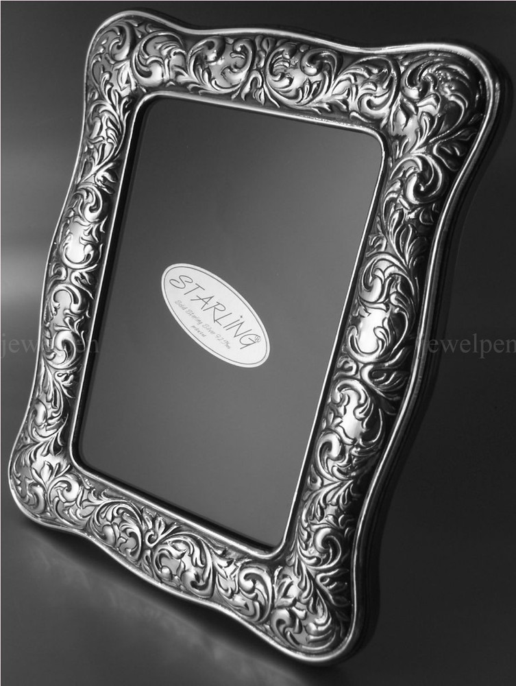 High-Quality Victorian Photo Frame Solid 925 Sterling Silver Mahogany(V1)