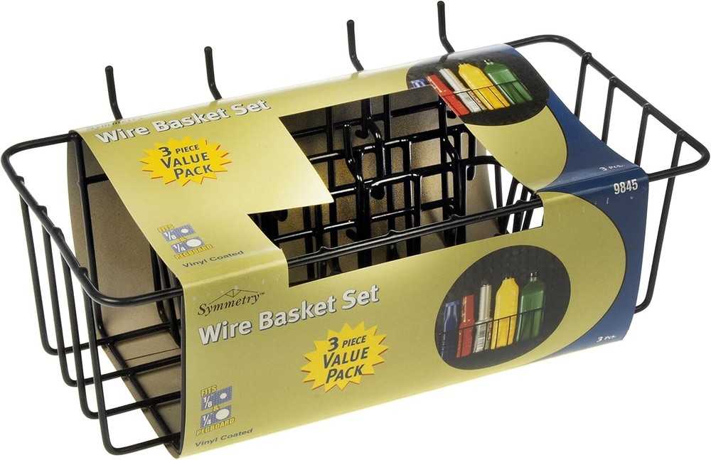 Assorted Pegboard Wire Basket Set - Pack of 3, Rust-Resistant Storage Solutions