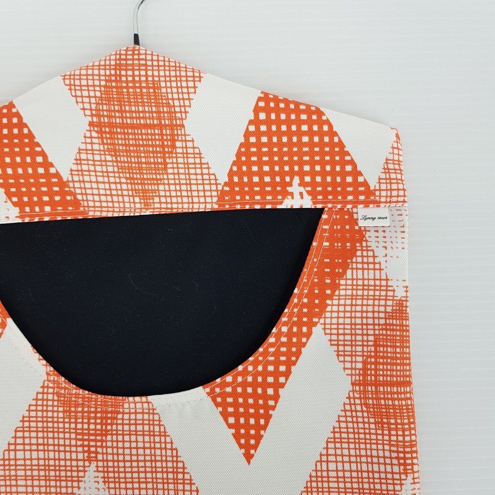 Peg Bag Handmade Orange White Diagonal Print Lined Laundry Clothes Peg Holder