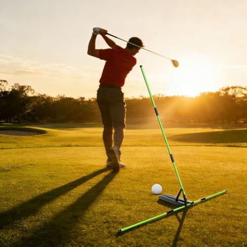 Golf Alignment Stick Trainer with Adjustable Swing Plane Guide, Full Swing