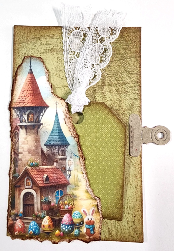 Hoppy Spring Easter Egg Gems Tags Pocket OOAK #36 3D Handmade