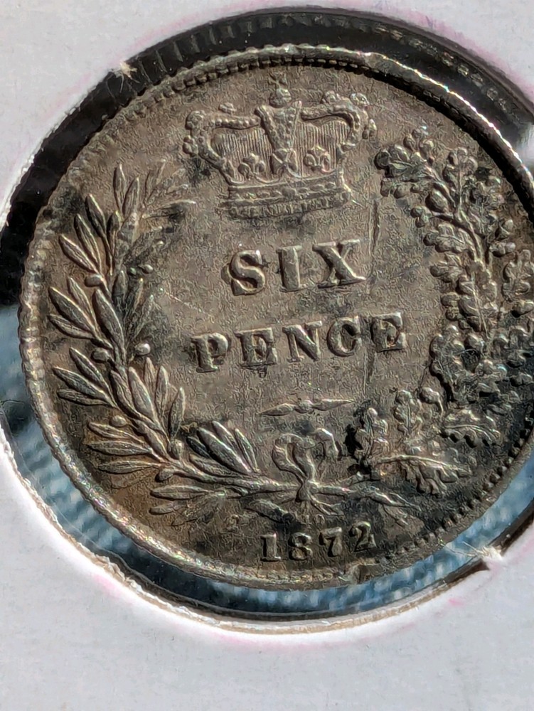 1872 Great Britain Silver 6 Pence Silver
