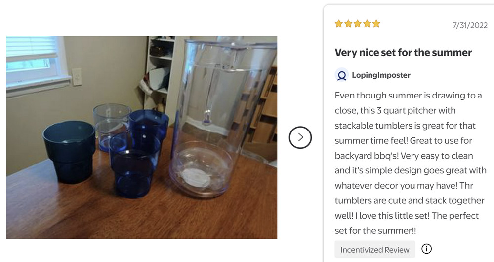 3-Quart Blue Acrylic Pitcher with 14-Ounce Stackable Tumbler Set