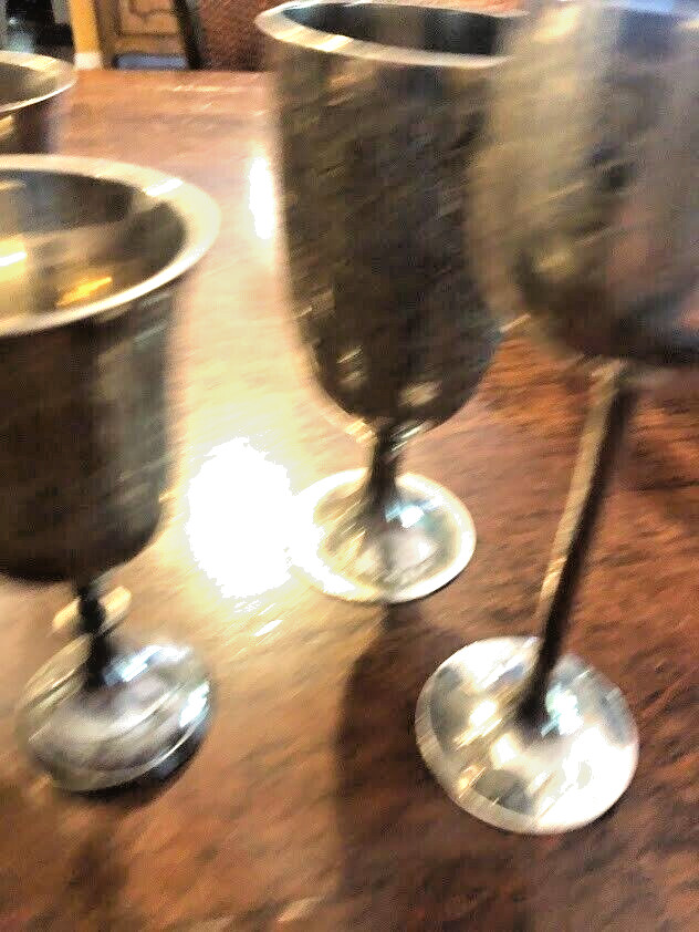 5 VINTAGE INDIA SILVER CUPS 3 DIFFERENT SIZES