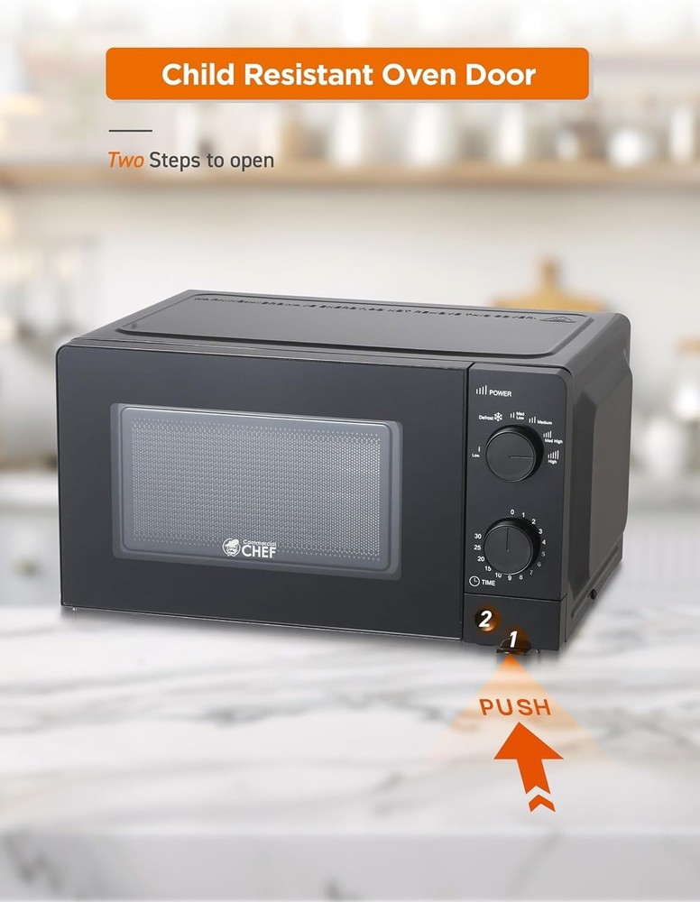 0.6 Cu. Ft. Countertop Microwave Oven Mechanical Dial Controls 700W Pull Handle