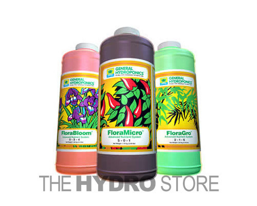 General Hydroponics FloraGro, FloraBloom & FloraMicro 1 QT / 1 GAL Bundle quart