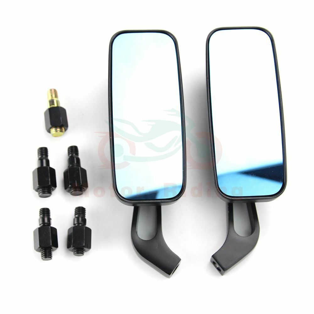 Black Rectangle CNC Motorcycle Mirrors For Harley Cruiser Bobber Chopper Softail