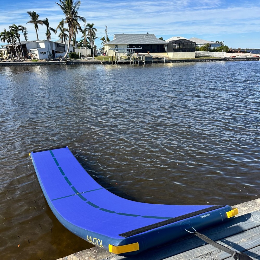 Nautica “Vault” Inflatable Floating Mat, Slide, Raft 20’×40” | w/ Elect Pump