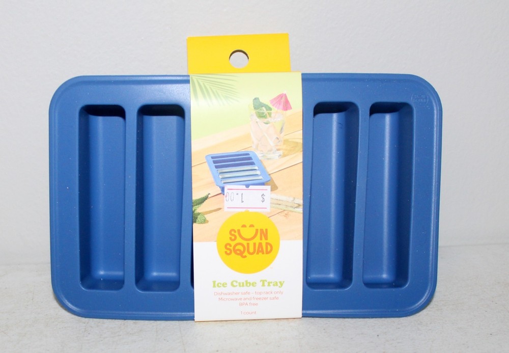 Sun Squad Rectangle Cube Ice Mold Silicone Tray for Large Ice Cubes Blue *NEW*