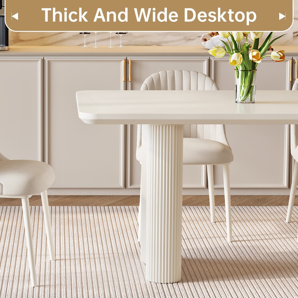 79"Modern Dining Table for 4-8 Cream White Kitchen Table Dining Room Table
