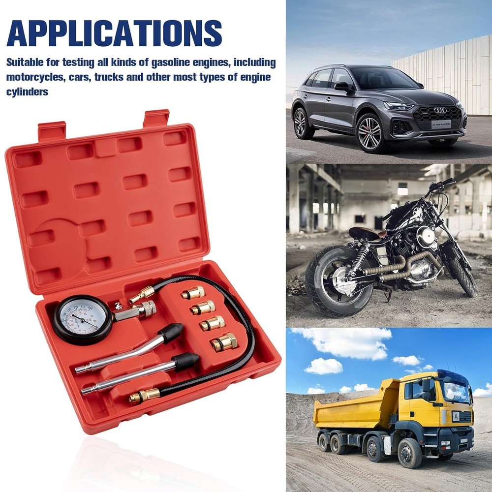 Comprehensive Engine Compression Tester Kit - Includes Storage Box & Accessories