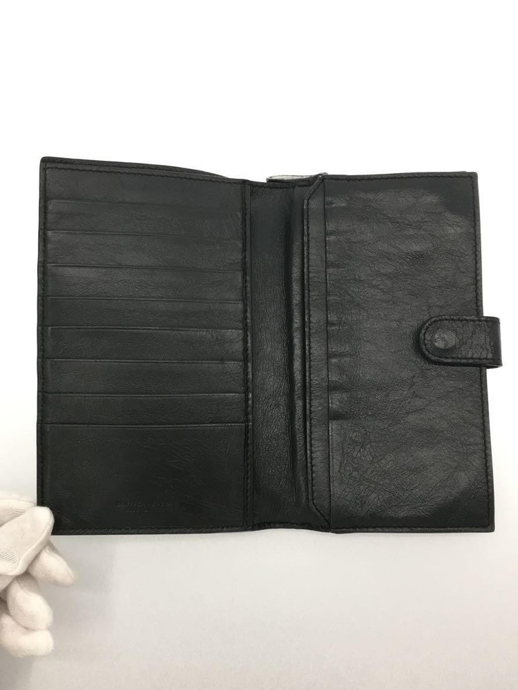 BOTTEGA VENETA Wallet Leather Black Plain Men's