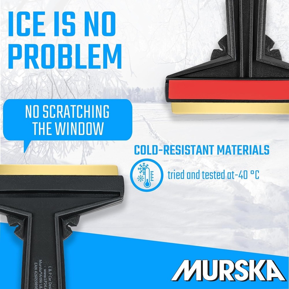 Murska Brass Blade Ice Scraper 2 Pack - Effortless & Scratch-Resistant Tool