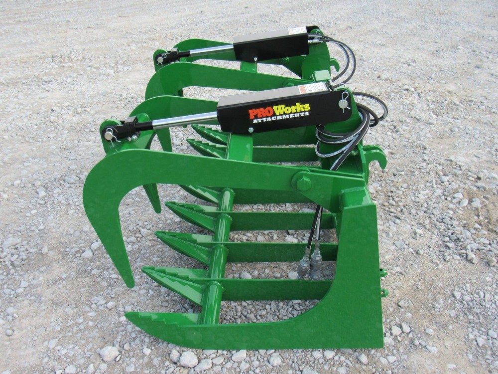 60" Dual Cylinder Root Grapple Bucket Attachment Fits John Deere Tractor Loader