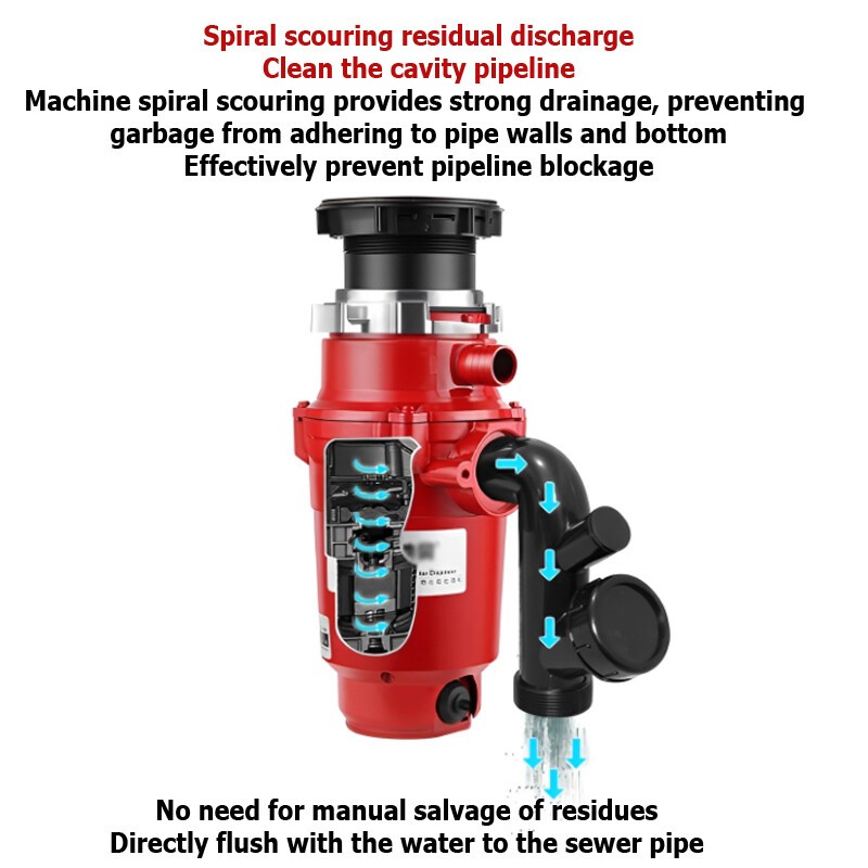 220V 370W Kitchen Food Waste Processor 900ML Disposer Disposal Garbage Crusher