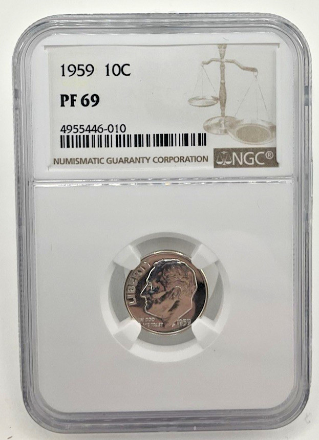 1959 DIME SILVER PF69 NGC