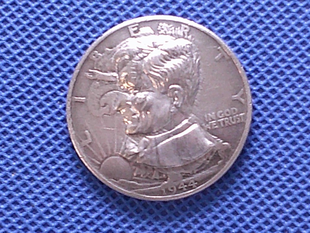1944 SILVER POP OUT REPOUSSE HALF DOLLAR COIN WILL ROGERS??