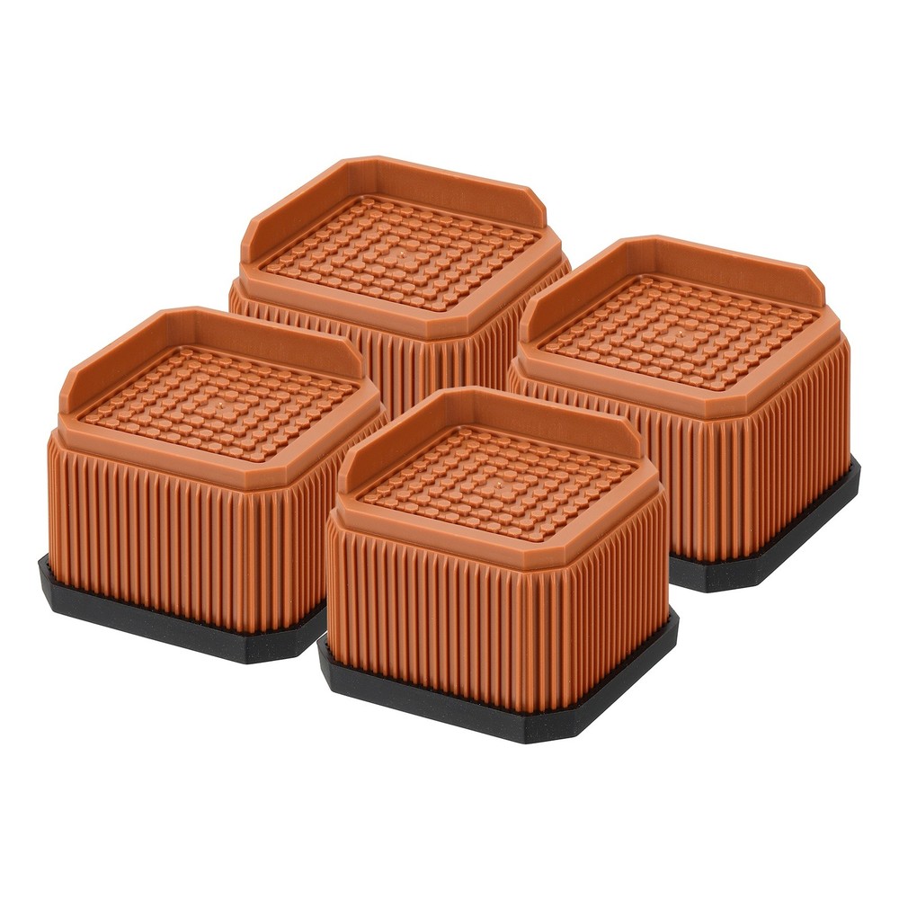 Bed Risers, Square Heavy Duty Stackable Lift Block to 2 Inch, Brown