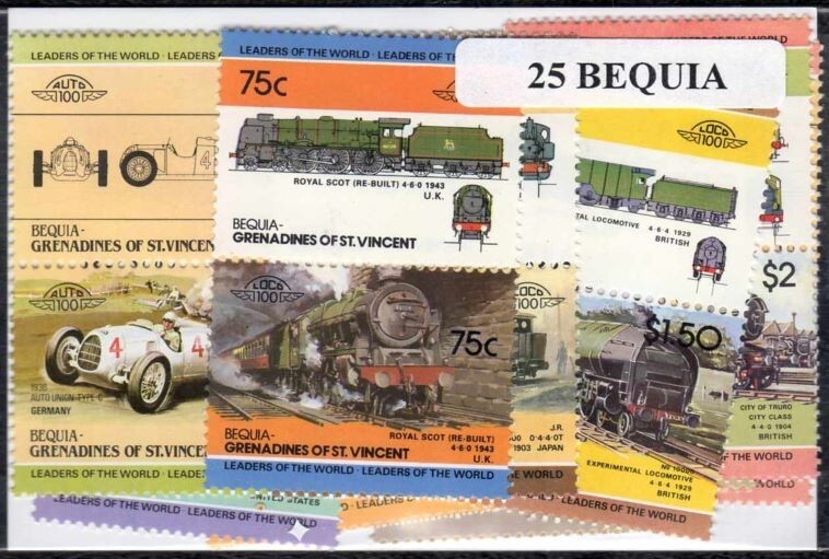 Bequia 25 Different Stamps New And Canceled