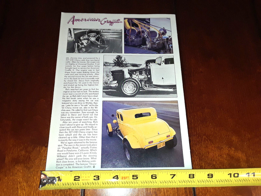 AMERICAN GRAFFITI 1932 COUPE ORIGINAL 1987 ARTICLE