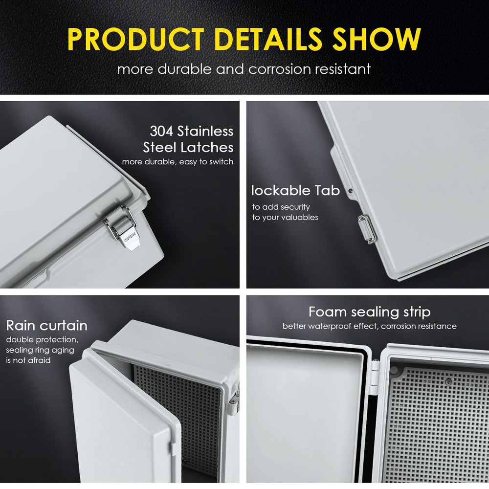 Waterproof Electrical Junction Box, IP67 Plastic Weatherproof Electrical Encl...