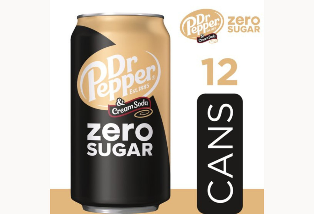 Dr Pepper Cream Zero Sugar Soda, 12oz Cans, 12 Pack