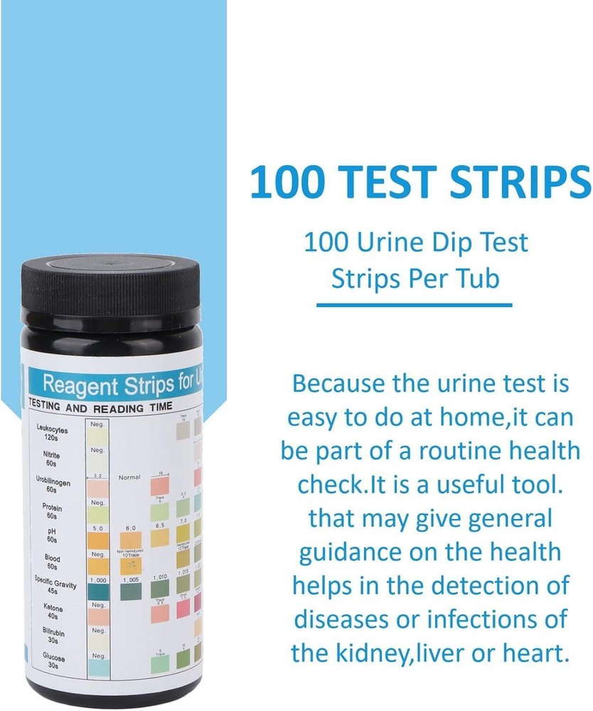 100pcs Urine Test Strips Kit - pH, Ketone, Protein & Routine Testing