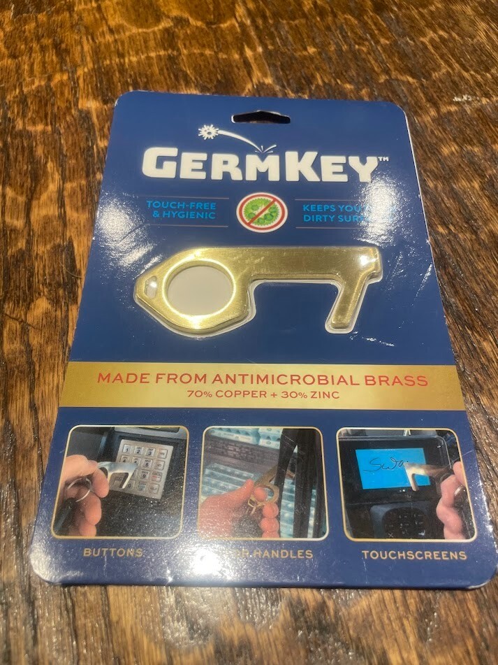 Germ Key - Solid Brass Antimicrobial GermKey - Touch Tool - New/Sealed.