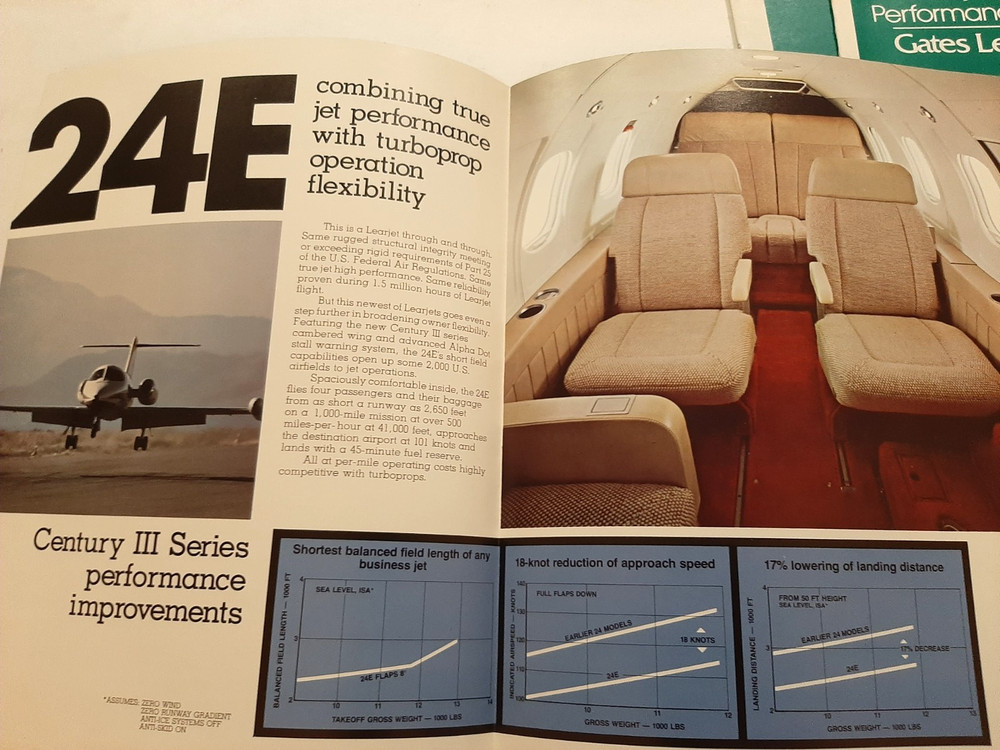 Gates Learjet 24E Brochure & Performance Guide & Reference Guide Century III
