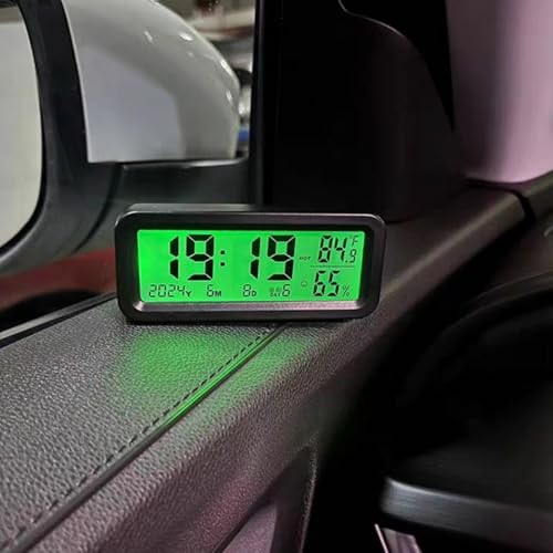 Car Dashboard Clock with Automatic Backlight at Night(Green & Blue),