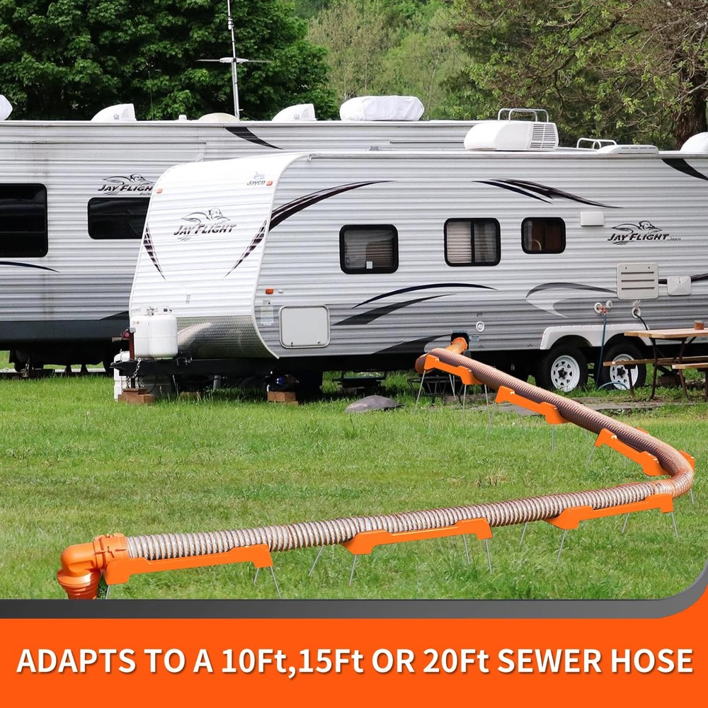 RV Sewer Hose Support, Support Kit,Foldable Metal 20 FT, Orange
