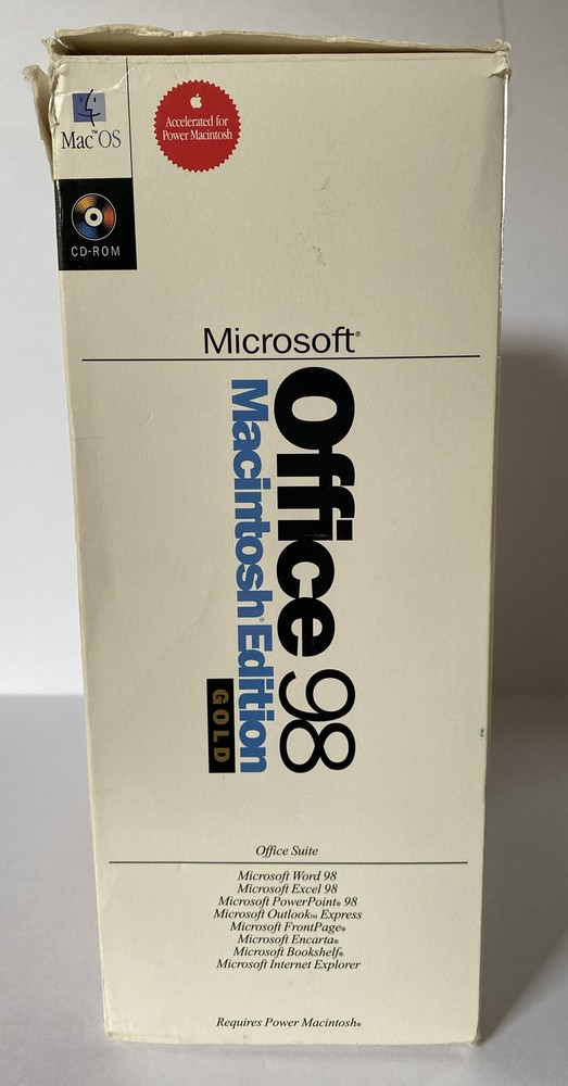 Microsoft Office 98 Gold Macintosh Edition Complete retail box