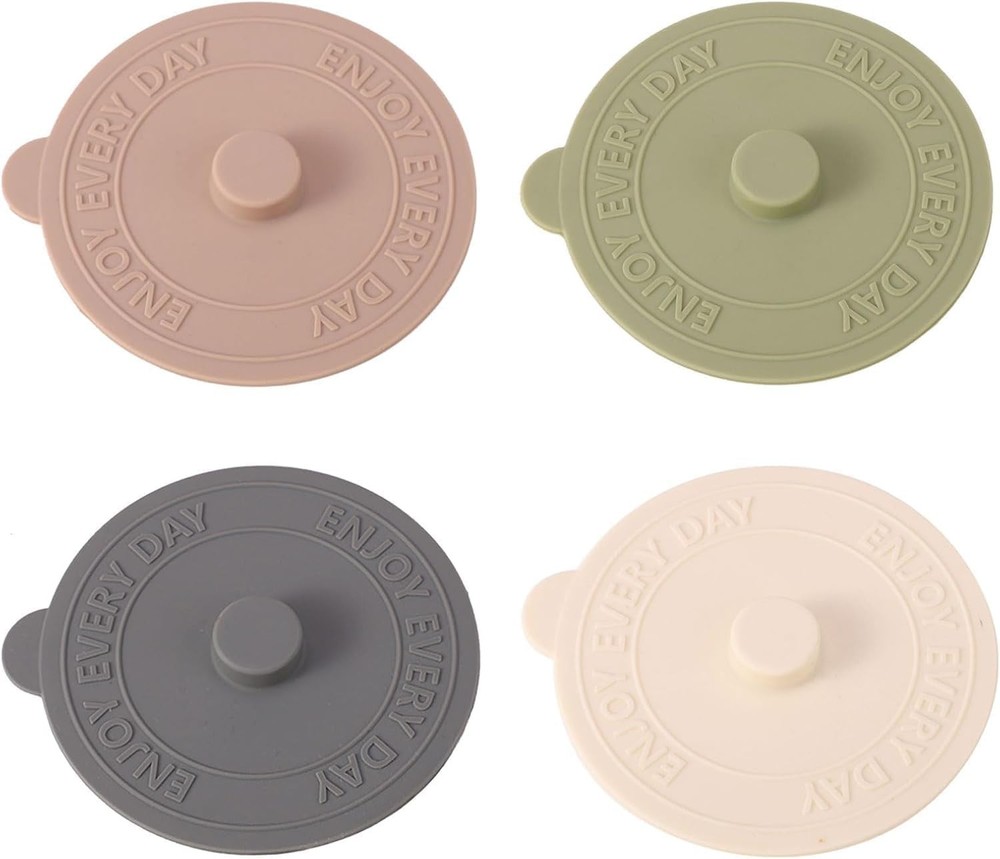 4 Pack Silicone Cup Lids, 10cm Reusable Stretchable Drink Covers - Universal Dus