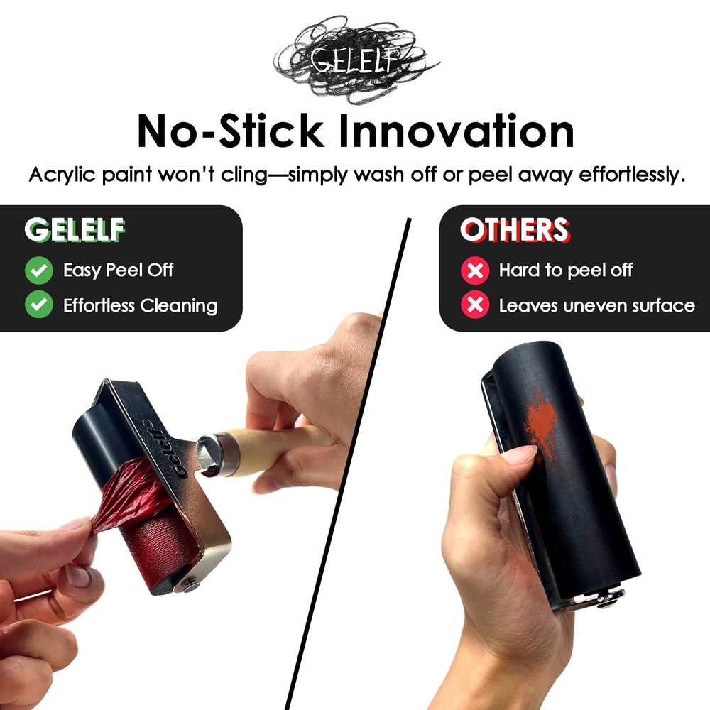 Smooth Peeling Brayer Roller - Wood Hand Roller Rollers Ink Roller Tape Rolle...