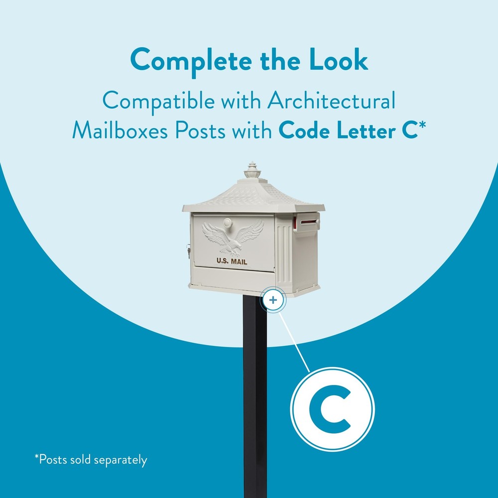 Secure Locking Aluminum Mailbox - USPS Approved Post Mount, White Large Curbside